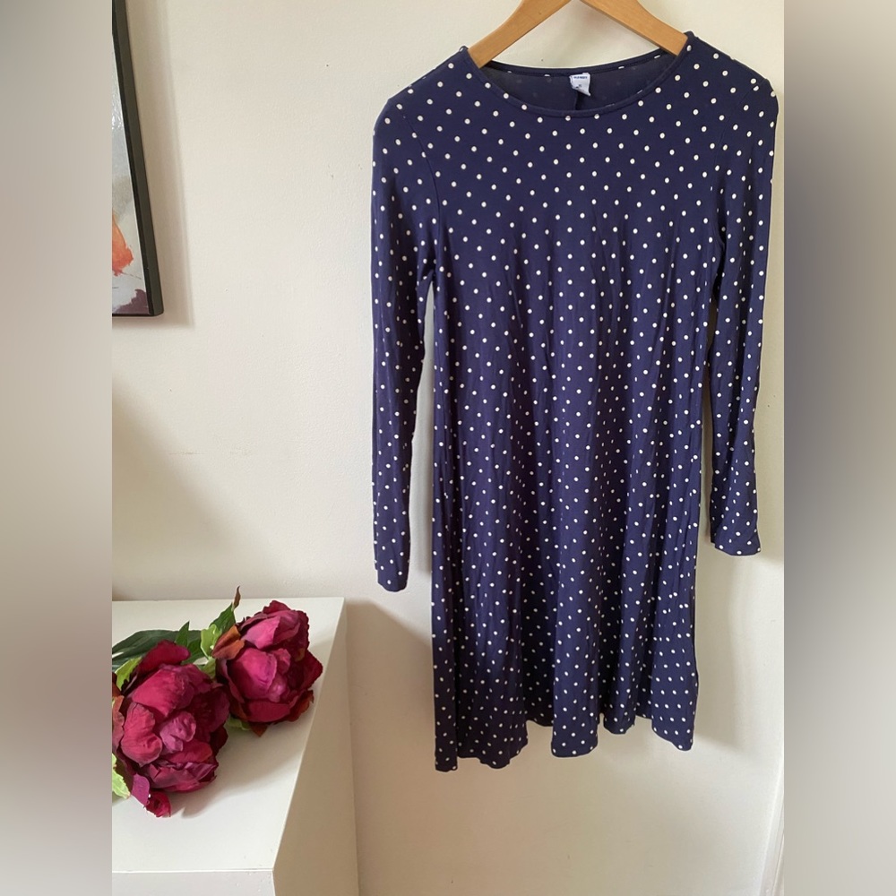 Old Navy blue polka dot midi dress
